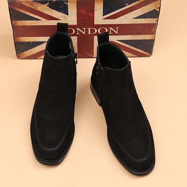 Chinese Chelsea Leather Boots American Martin Leather Fur Short Boots Business Leather Boots_vogvips.com