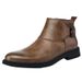 Large Size Men's Short Boots Retro Martin Boots Pointed Belt Buckle Velcro Cotton Boots Men's Shoes_vogvips.com