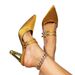Women's Gold High-heeled Sandals Square Buckle Decoration Simple Pointy Shaped Heel Shoes_vogvips.com