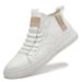 Men's Casual High-top Board Shoes First Layer Cowhide Large Size Men's Sports Comfortable Sheepskin Tide White Shoes_vogvips.com