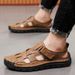 Sandals Trendy Outdoor Sports Genuine Leather Closed Toe Business Casual 2024 New Summer Breathable Men's Beach Shoes_vogvips.com