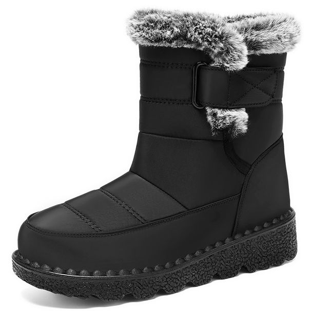 Snow Winter Large Size Women's Polyurethane Fleece Lined Thickened Boots High Top Thick Sole Cotton Shoes_vogvips.com