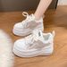 2024 Autumn New Versatile Casual Sneakers Lightweight Sports High-End Small Size Thick-Soled Height-Increasing White_vogvips.com