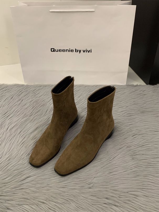 2025 Autumn Korean Version Suede High-top Women's Snow Non-slip Rubber Sole Warm Short Boots Business Casual Shoes_vogvips.com