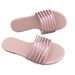 Cross-Border Plus Size 2025 New Shiny Gold Women's Slippers Internet Celebrity Flat One-Word Beach Soft Sole Non-Slip_vogvips.com