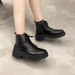 2020 Autumn New Black Stylish Martin Boots For Women With Thick Sole And Short Tube_vogvips.com