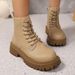 Women's Plus Size Martin Boots Side Zipper Platform Ankle Thick Sole British Style Black PU Suede Autumn New Style Size 43_vogvips.com
