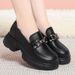 Soft Thick Sole Loafers Work Women Spring Autumn New Chunky Heel Single British Style Small Leather Shoes Slip-On_vogvips.com