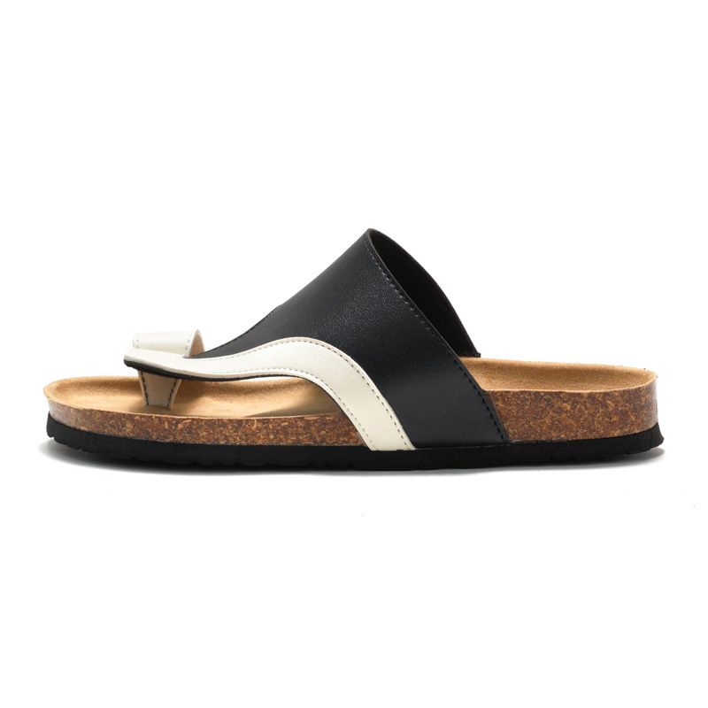 RUIZUSTOCK Cork Flip-Flops Korean Style Men's Trendy Sandals Youth Student Beach Shoes Toe Post_vogvips.com