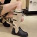 2026 Summer New Linen Contrast Color Wide Leg Long For Women, Chunky Heel, Dual-Wear Western Slouch Boots, Slimming_vogvips.com