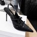 Deign Sene Polka Dot Rhinetone Bow Sexy Black High Heel Stiletto Pointed Toe Stunning Shallow Mouth Open Back_vogvips.com