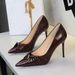3739-38 French Style Ultra High Heels For Women Pointed Toe Ruched Bow Versatile Shallow Mouth Elegant Stiletto Pumps_vogvips.com