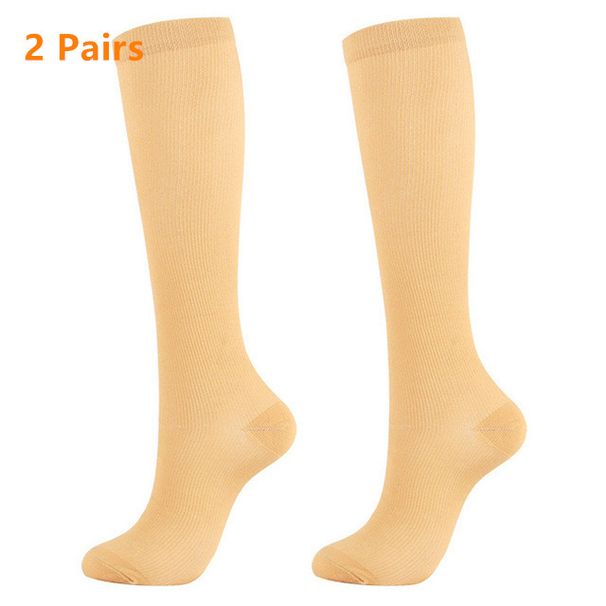 2 Pairs Compression Stockings Blood Circulation Promotion Slimming Sport Nurse Socks Anti Fatigue Comfort Knee High_vogvips.com