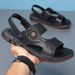 Men's Shoes, Summer Sandals, Trendy Style, Leather Beach Shoes For External Wear, Men's Anti Slip, Driving, Soft Soled_vogvips.com