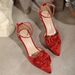 High Heels Red Roses Decorated Stiletto Pointed Fashion Casual Sexy Women S Shoes_vogvips.com