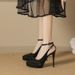 1233-1 Pointed Toe Stiletto Waterproof Platform Super High Heels Satin Single Shoes Comfortable_vogvips.com