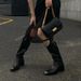 Long For Women 2021 New Autumn Winter Goddess Style Metal Chain Mid Square Toe Chunky Heel High Boots Over The Knee_vogvips.com