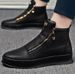 Men's Shoes Trendy Men's Shoes Summer New Leather Breathable High Top Shoes Thick Soled White Casual Shoes Men's High Top Sneakers_vogvips.com