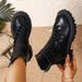 Women's Fashion Chunky Sole Martin Boots - Round Toe Lace-Up Ankle Boots With PU Leather Upper, Breathable & Lightweight For Spring & Autumn_vogvips.com