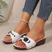 2026 New Cross-Border Women's Thick-Soled Strap Buckle With Wedge Heel And Rivets, Peep-Toe Beach Sandals_vogvips.com