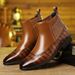 Voyage 8655 Brogue Ankle Men Pointed Toe Martin Boots Large Size Export Men's Shoes_vogvips.com