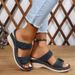 Shoes Cross Border Foreign Trade Large Size Casual Flower High Heel One Line Hollow Wedge Heel Slippers For Women_vogvips.com