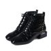 European Station Women's Shoes 2024 Autumn And Winter New And Bare Boots Lace-up Patent Leather Boots Women's Thick Heel Flat British Martin Boots_vogvips.com