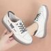 Women's White Sneakers With Cowhide Soles, Genuine Leather Soft-soled Spring And Autumn Round-toe Lace-up Flat Shoes,_vogvips.com