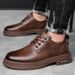 2025 Spring And Autumn New Casual Workwear Lace-up Thick-soled Wear-resistant Trendy Leather Men's Shoes_vogvips.com