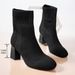 Women's Stretchy Slim Knitted Ankle Boots Spring Autumn New Style Chunky Heel Square Toe Martin Boots Popular High Heels_vogvips.com