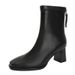 Women's Short Boots 2025 New Autumn And Winter Mid-calf Fashion Boots, Square Toe, Chunky Heel, Slim-fit Boots, Brown, French Styl_vogvips.com