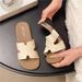 Fashion Starlight Silver H Strap Outdoor Versatile Soft Sole Sandals High-end French Style Flat Slippers For Women_vogvips.com