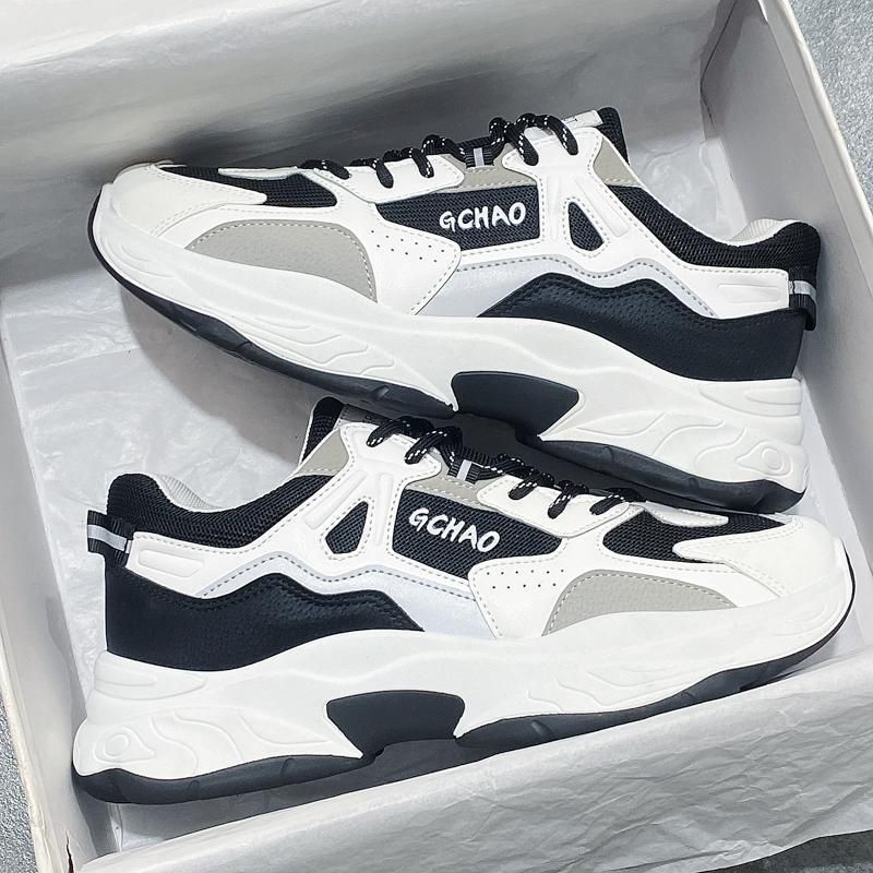 Summer Breathable Mesh Sports Casual Running Men's Middle School Students Versatile Height Increasing White Dad Trendy_vogvips.com