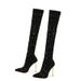 Elegant Rhinestone Pointed Toe Stiletto High Heel Boots For Women - Glamorous Evening & Party Shoes In Black & Beige_vogvips.com