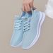 Lace Up Casual Sneakers Lavender Breathable Mesh Sports Shoes Tennis For Women_vogvips.com