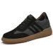 Retro Leather Striped Thick-soled Casual Sports Board Shoes, Dexun Xiaobai Breathable Black And White Men's Shoes_vogvips.com