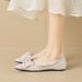 Pointed Rhinestone Single Shoes Women's Autumn Bow One Pedal Fairy Shoes Large Size_vogvips.com