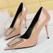 BIGTREE Shoes Nude Women Pumps Patent Leather High Heels Ladies Shoes Metal Rhinestone Luxury Stilettos Heels Party Shoes Women_vogvips.com