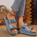Women's Summer Sandals Thick Sole Cork Material Beach Style Size 43 Footwear_vogvips.com