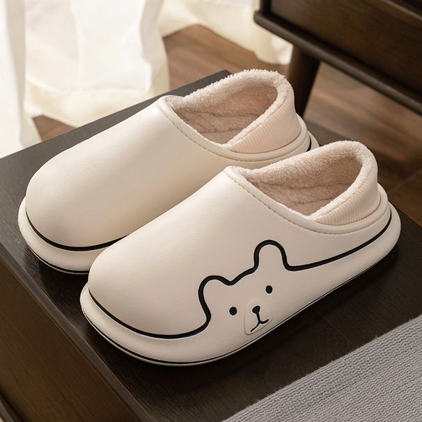 Lidani Home Slippers Men Outdoor Thick Sole Indoor Warm Cotton Shoes For Women Simple Autumn Winter_vogvips.com