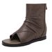 Flat Sandals For Women In Summer, With An Inner Height Increase And Black Toe Cover. Women's High Top Shoes, Roman Shoes_vogvips.com