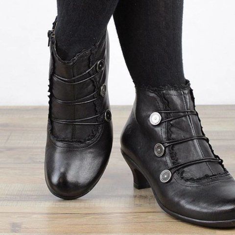 Women's Waterproof Chunky Heel Ankle Boots, Plus Size 40-43, Fashion Comfortable Short Booties For Travel, Durable & Multi-purpose_vogvips.com