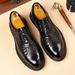 Fashionable Men's New British Black Business Formal Wear Derby Shoes Lace-up Leather British Brown Banquet Dress Wedding Leather Shoes_vogvips.com