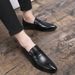 New Fashion Men's British Black Business Casual Loafer Shoes Daily Driving Office Leather Shoes One Foot Pedal Lazy Brown Banquet Dress Wedding Men's_vogvips.com