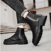 Men's Slip-Resistant Waterproof High-Top Leather Boots For Kitchen Work, Casual Wear & Outdoor Activities - Durable PU Upper With Rubber Sole_vogvips.com