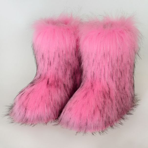 Women's Fur Boots, Warm Shoes, Imitation Fox Midsole, Imitation Raccoon Fur Grass, Winter Snow Boots_vogvips.com