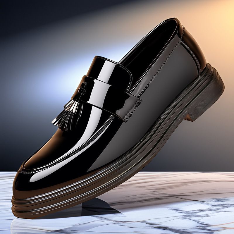 Men's Classic Black Dress Shoes For Wedding & Business, Soft Sole Comfortable Office Shoes, Round Toe Formal Shoes For Men_vogvips.com