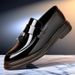 Men's Classic Black Dress Shoes For Wedding & Business, Soft Sole Comfortable Office Shoes, Round Toe Formal Shoes For Men_vogvips.com