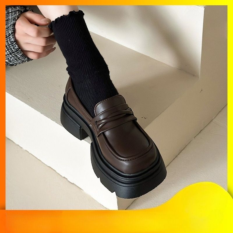 Platform Loafers Women's Shoes Heightening Women's Shoes Small Leather Shoes Women's Single Shoes_vogvips.com