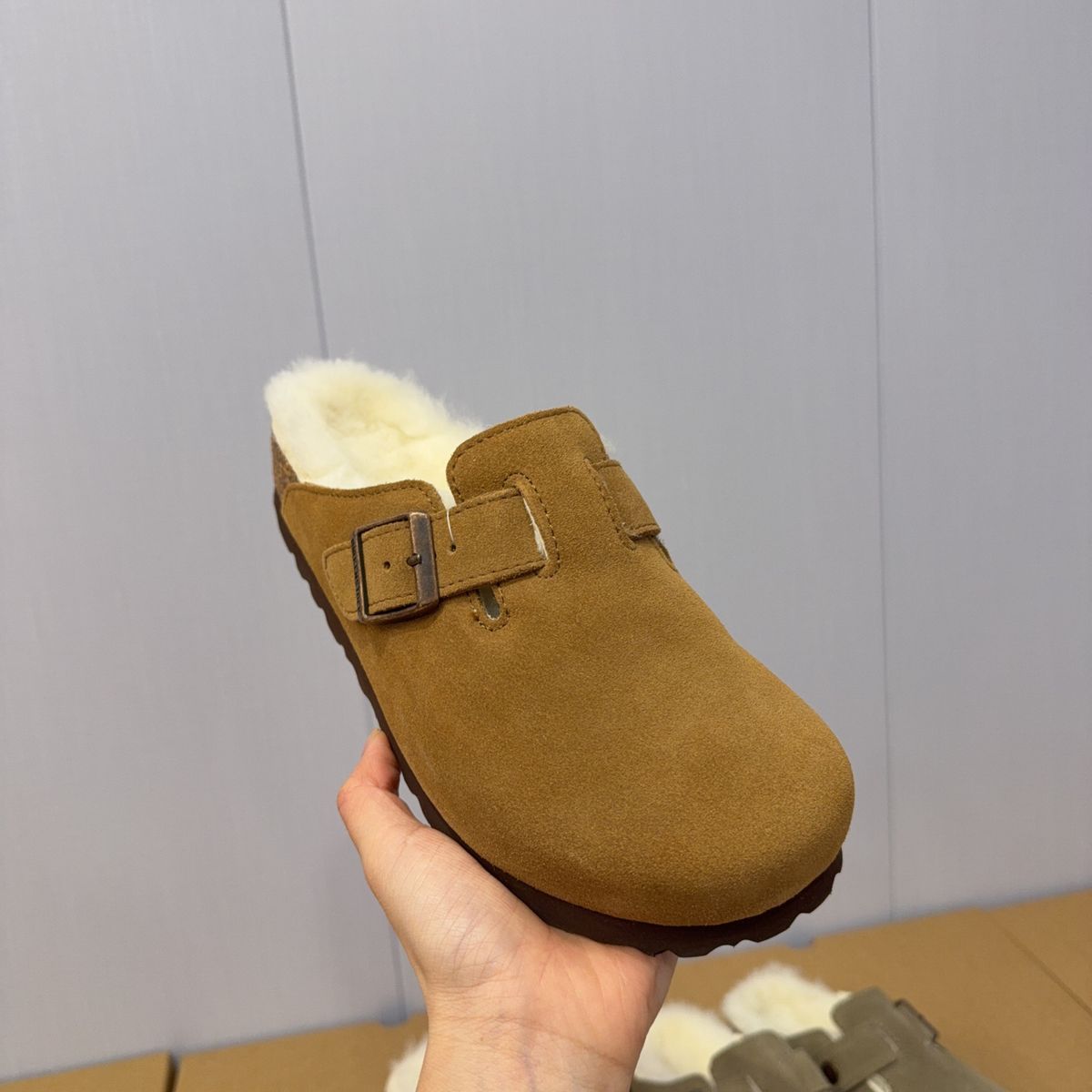 Sangpo Wool Closed-Toe New Slip-On Lazy Women's Genuine Leather Fur Half Slippers_vogvips.com
